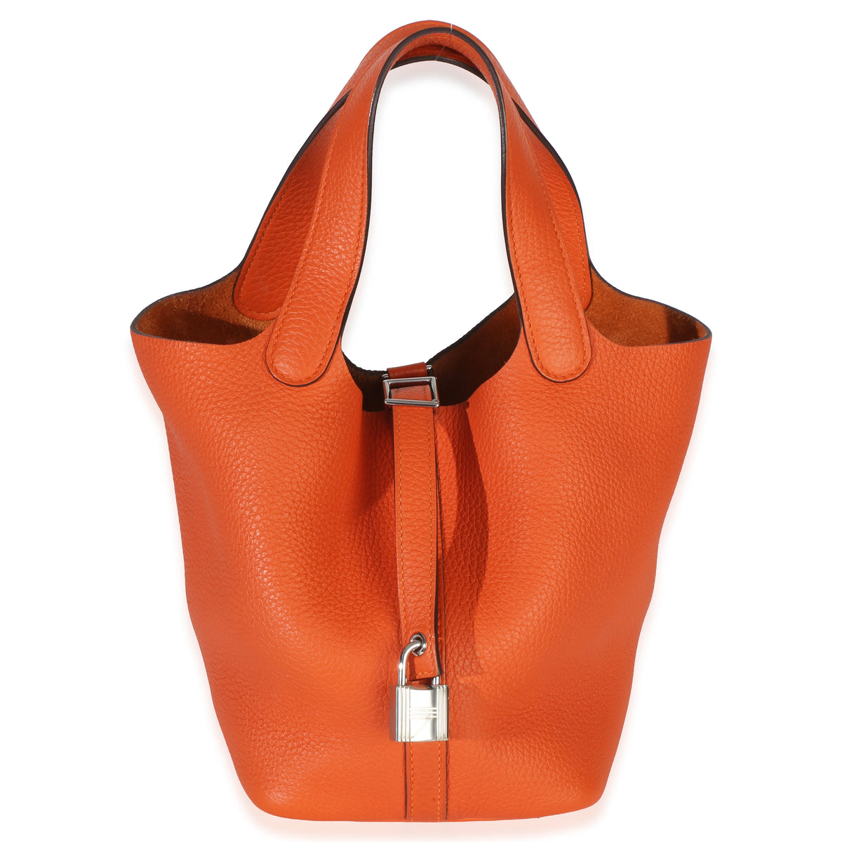 Hermès Orange H Clemence Picotin Lock 18 PHW Handbag id