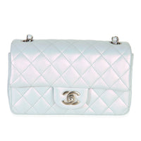 Chanel Blue Iridescent Quilted Goatskin Rectangular Mini Flap Handbag id
