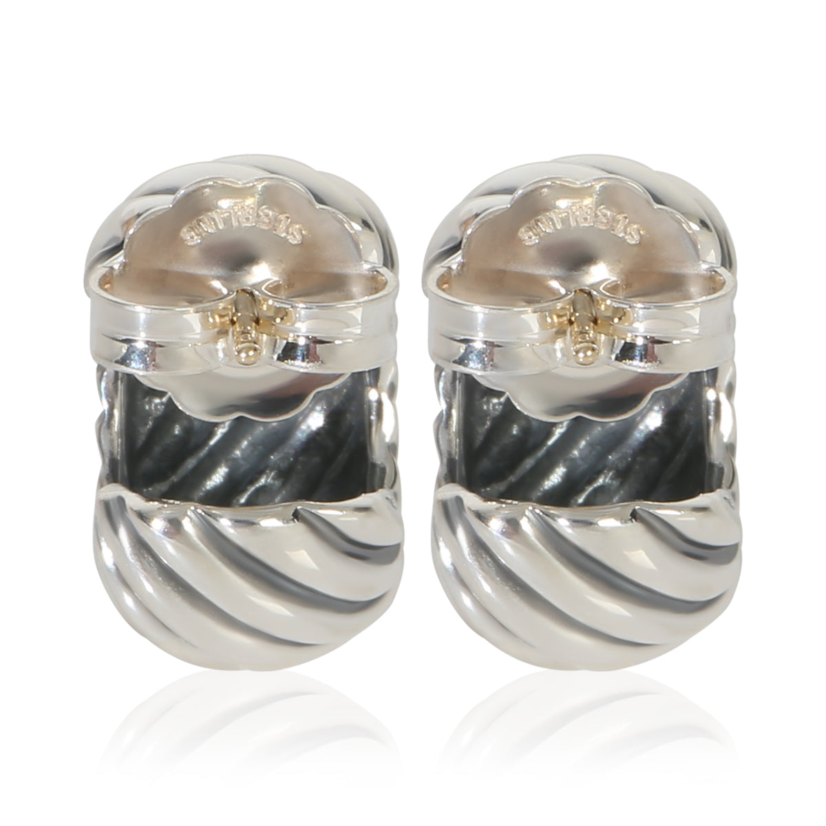 David Yurman Sterling Silver  Sculpted Cable Earrings bv