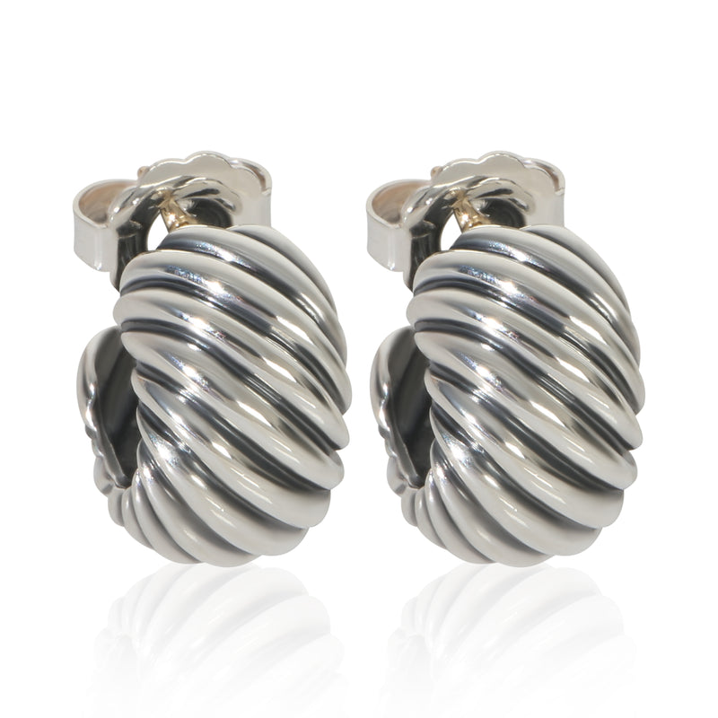 David Yurman Sterling Silver  Sculpted Cable Earrings fv
