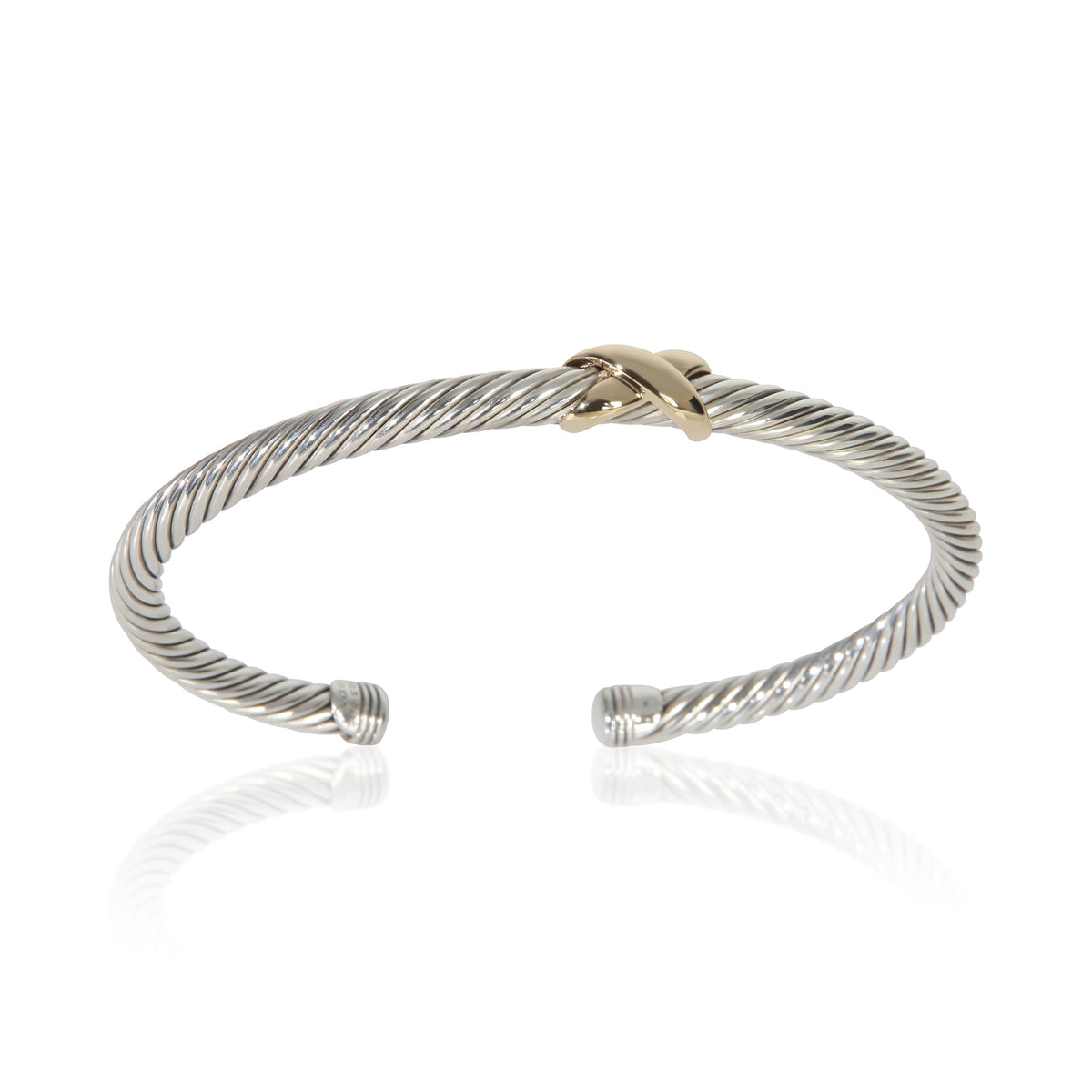 David Yurman Yellow Gold & Sterling Silver  Cable X Station Bracelet bv