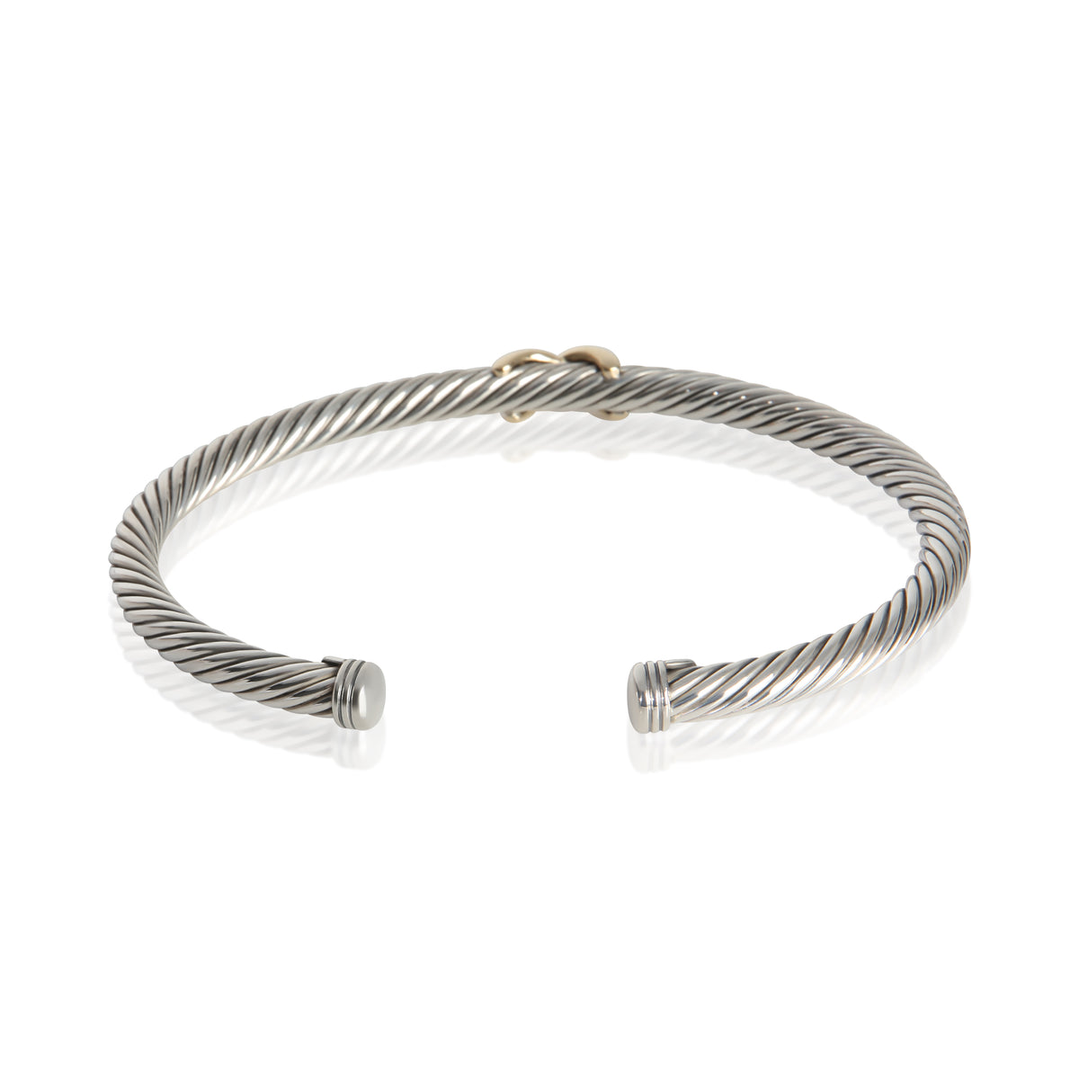 David Yurman Yellow Gold & Sterling Silver  Cable X Station Bracelet pv