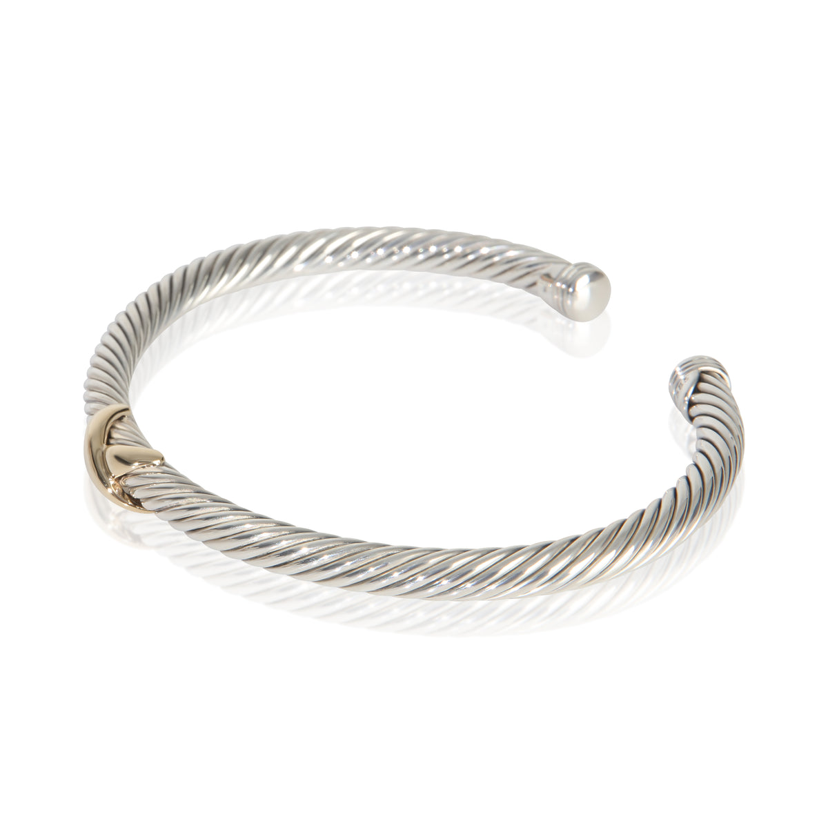 David Yurman Yellow Gold & Sterling Silver  Cable X Station Bracelet sv
