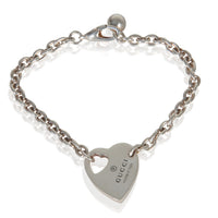 Gucci Sterling Silver  Trademark Heart Charm Bracelet fv
