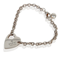 Gucci Sterling Silver  Trademark Heart Charm Bracelet sv