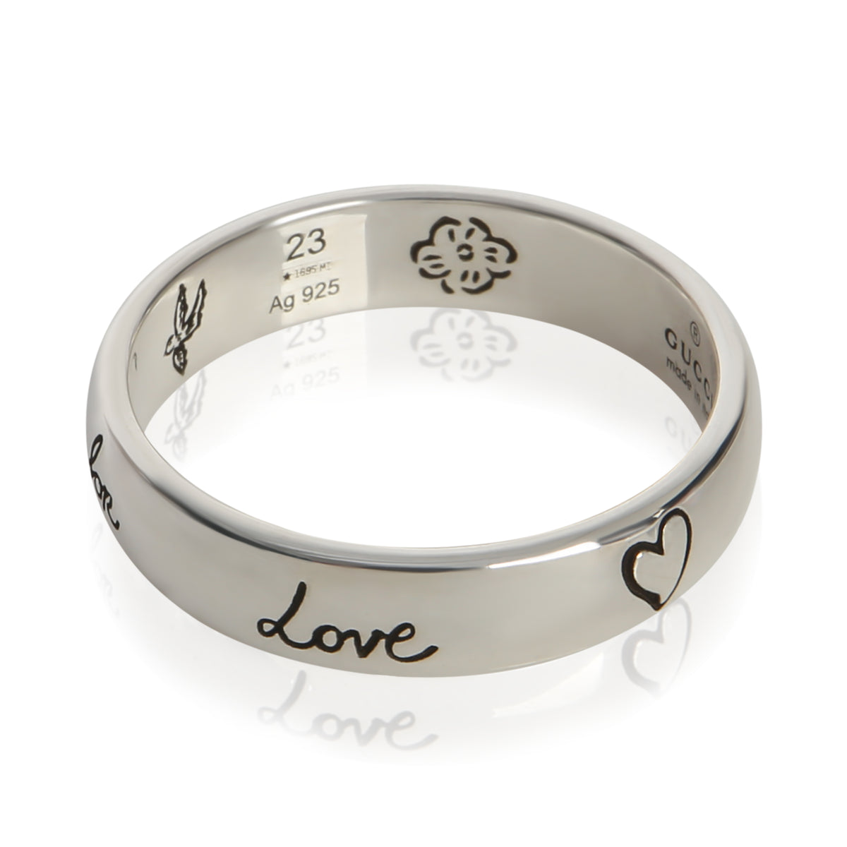 Gucci Sterling Silver  Blind For Love Ring sv