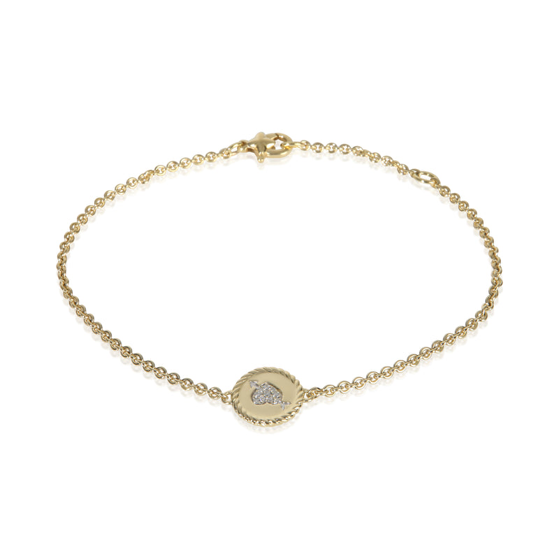 David Yurman Yellow Gold Diamond Cable Collectibles Heart & Arrow Bracelet fv
