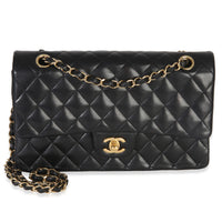 Chanel Black Quilted Lambskin Medium Classic Double Flap Bag Handbag fv