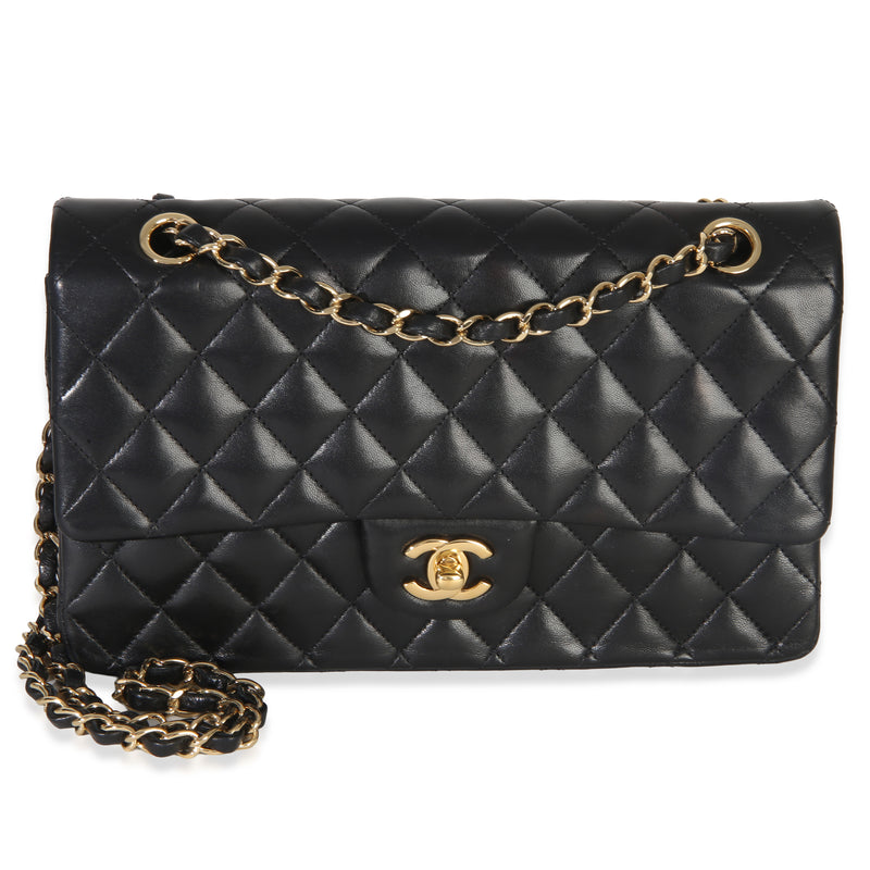 Chanel Black Quilted Lambskin Medium Classic Double Flap Bag Handbag fv