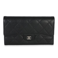 Chanel Black Quilted Caviar Long Classic Flap Wallet Wallet id