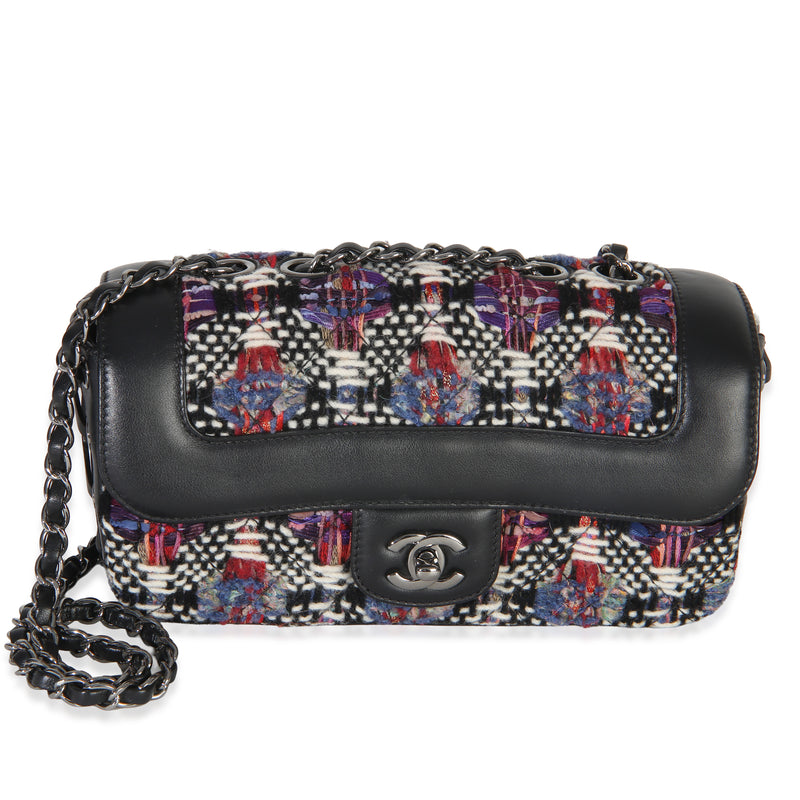 Chanel Black Multicolor Tweed Calfskin Coco Corset Flap Bag Handbag id