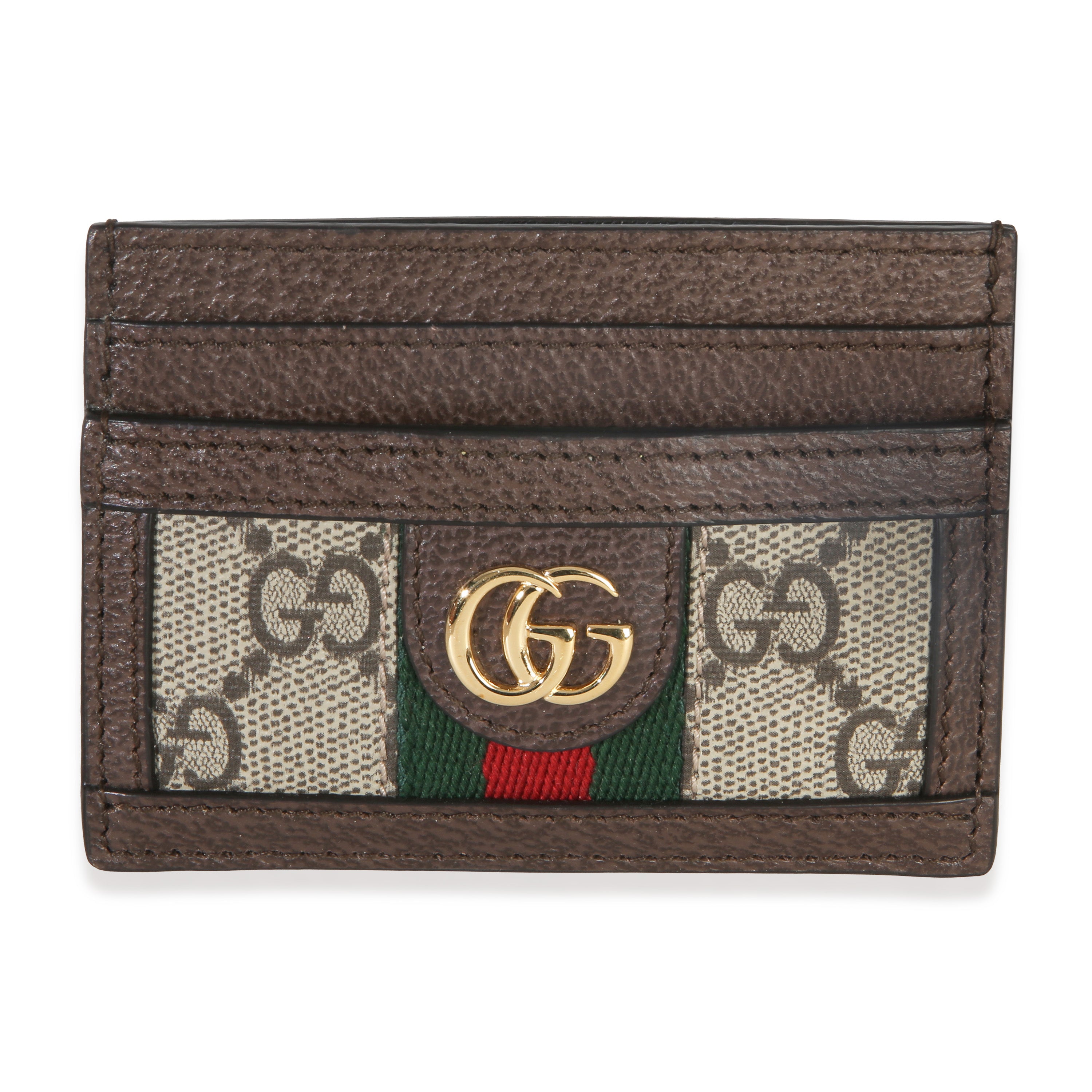 Gucci Beige GG Supreme Canvas Ophidia Card Case Wallet id