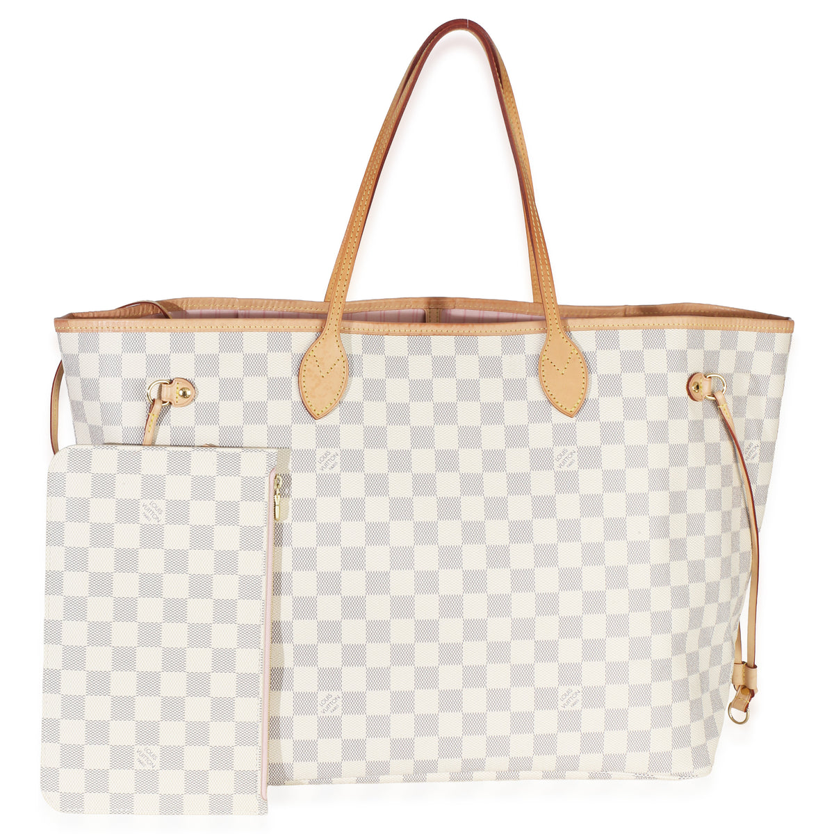 Louis Vuitton Rose Ballerine Damier Azur Canvas Neverfull GM Handbag id