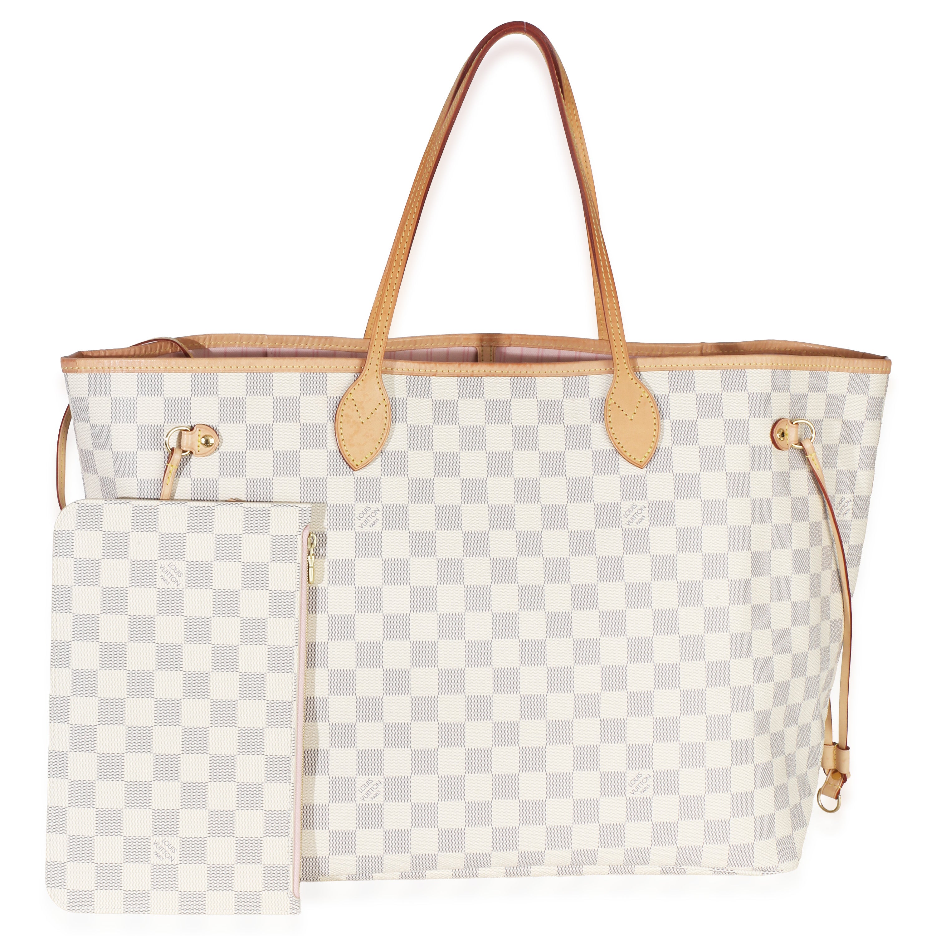 Louis Vuitton Rose Ballerine Damier Azur Canvas Neverfull GM Handbag id