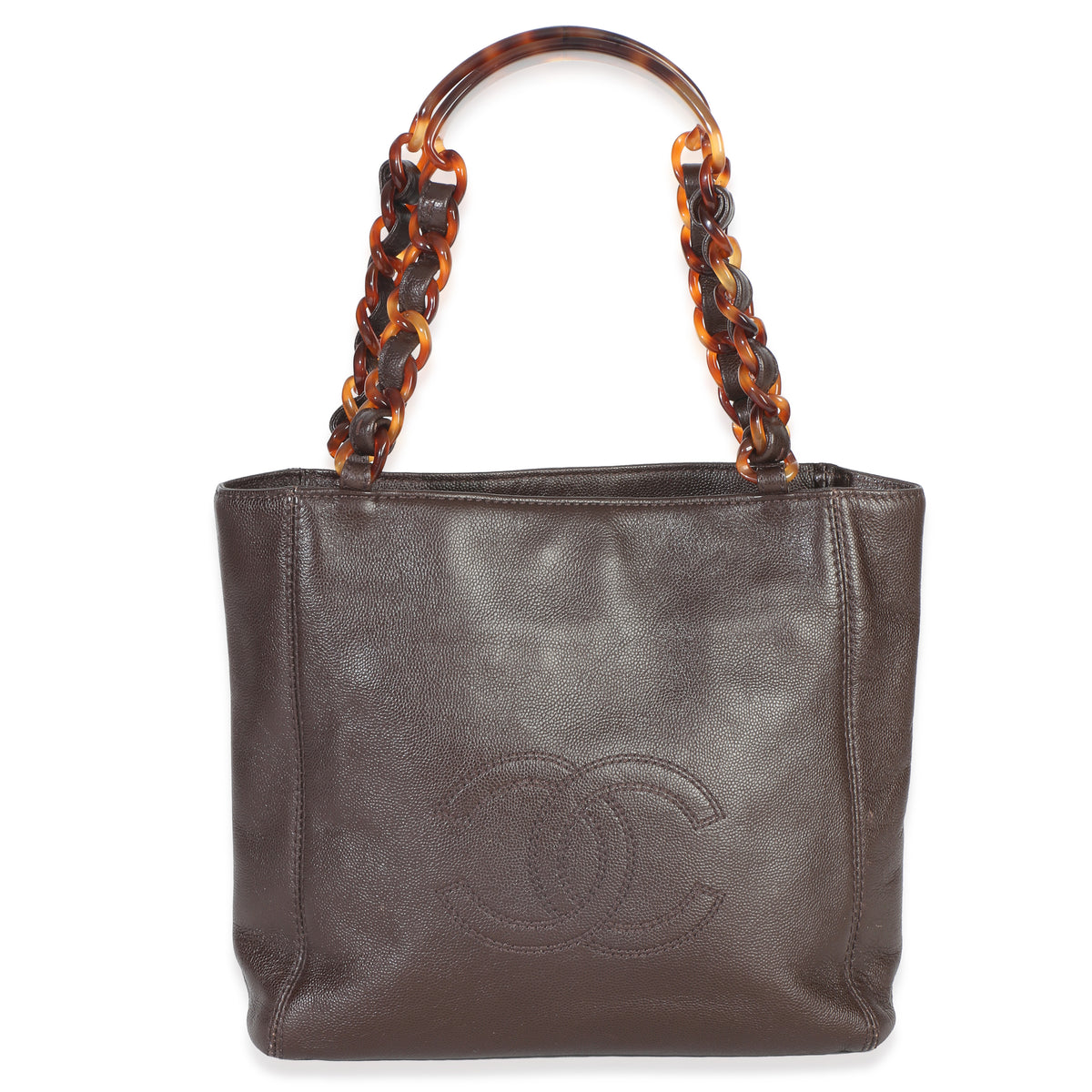 Chanel Brown Caviar Tortoise CC Timeless Mini Tote Handbag id