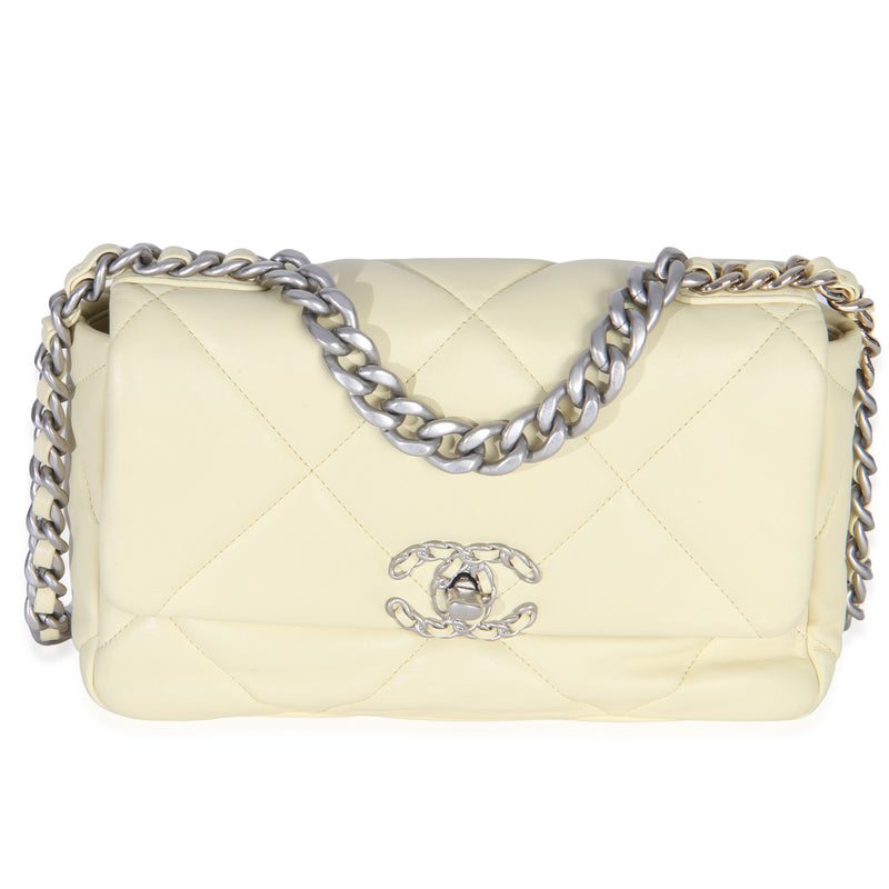 Chanel Light Yellow Quilted Lambskin Medium  19 Flap Bag Handbag id