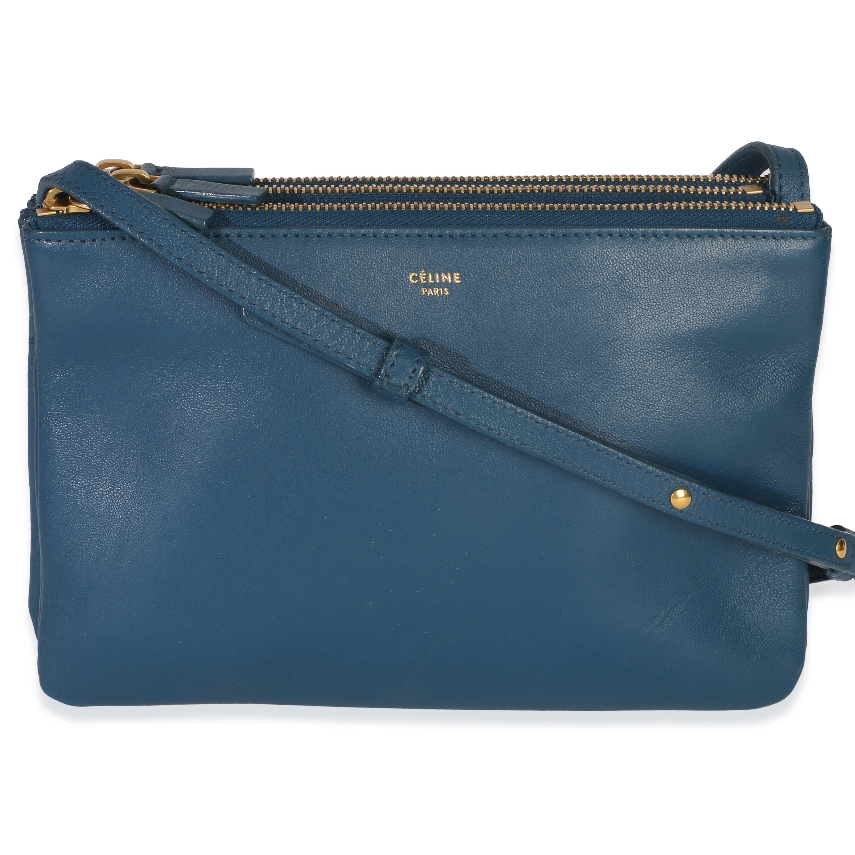 Celine Blue Lambskin Small Trio Crossbody Bag Handbag id