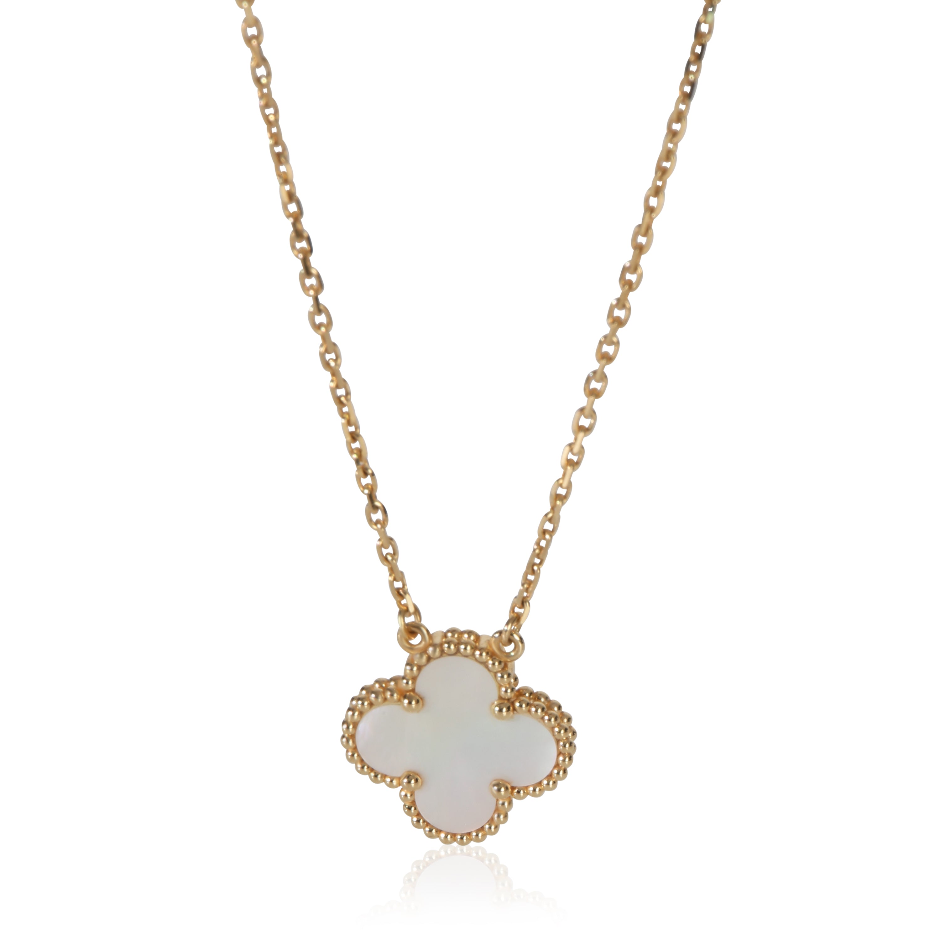 Van Cleef & Arpels Yellow Gold Mother Of Pearl Vintage Alhambra Pendant fv