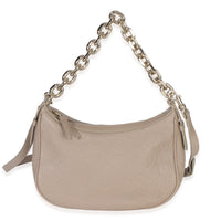 Gucci Taupe Grainy Calfskin GG Emblem Medium Half Moon Shoulder Bag Handbag id