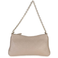 Gucci Taupe Grained Calfskin GG Emblem Embossed Medium Chain Shoulder Bag Handbag id