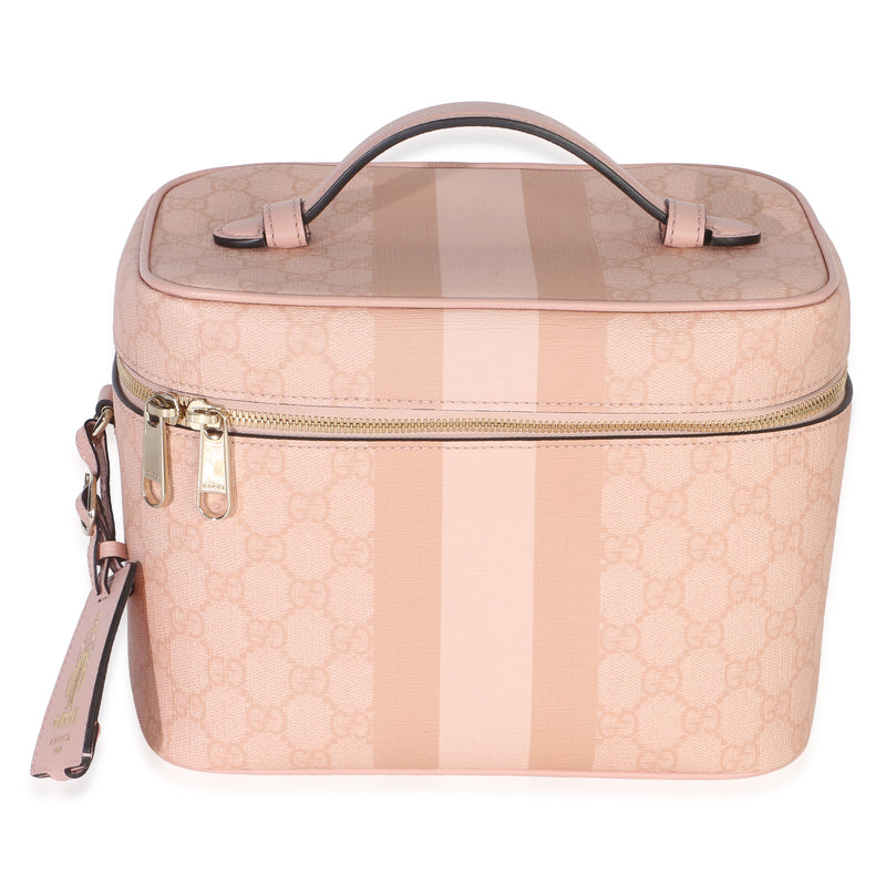 Gucci Light Pink GG Supreme Monogram Dollar Calfskin Medium Savoy Vanity Case Handbag id