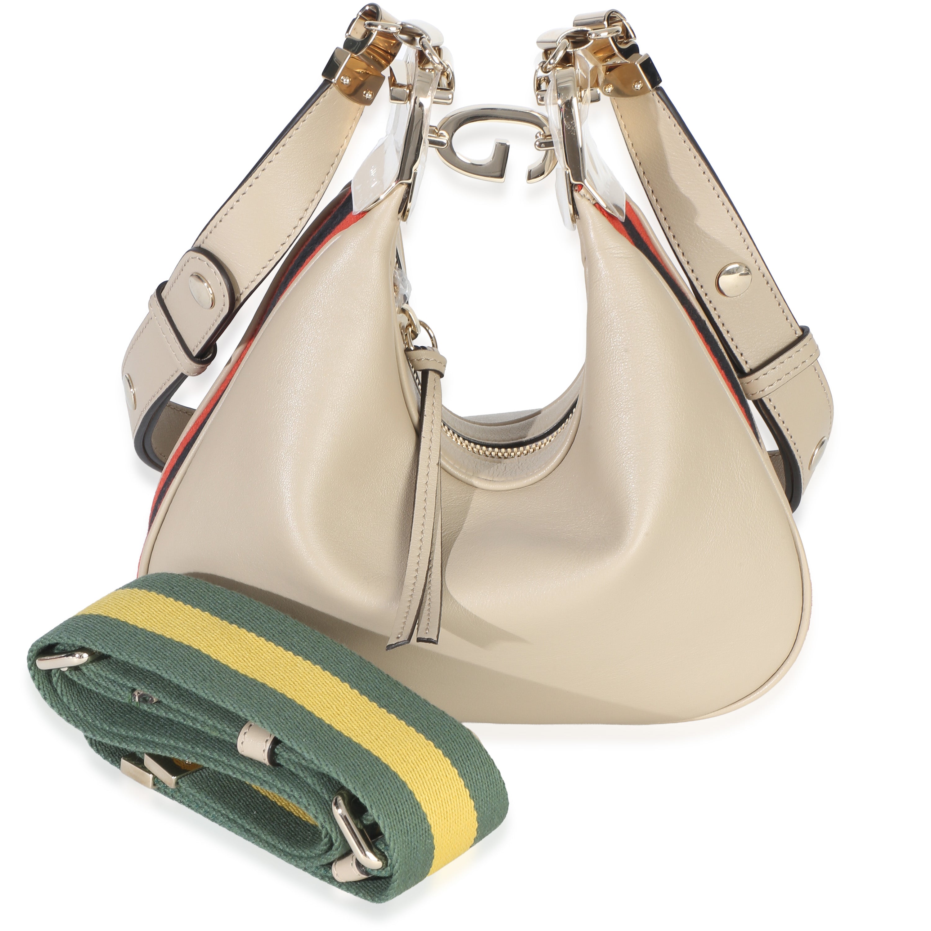 Gucci Beige Smooth Calfskin Web Small Attache Shoulder Bag Handbag id