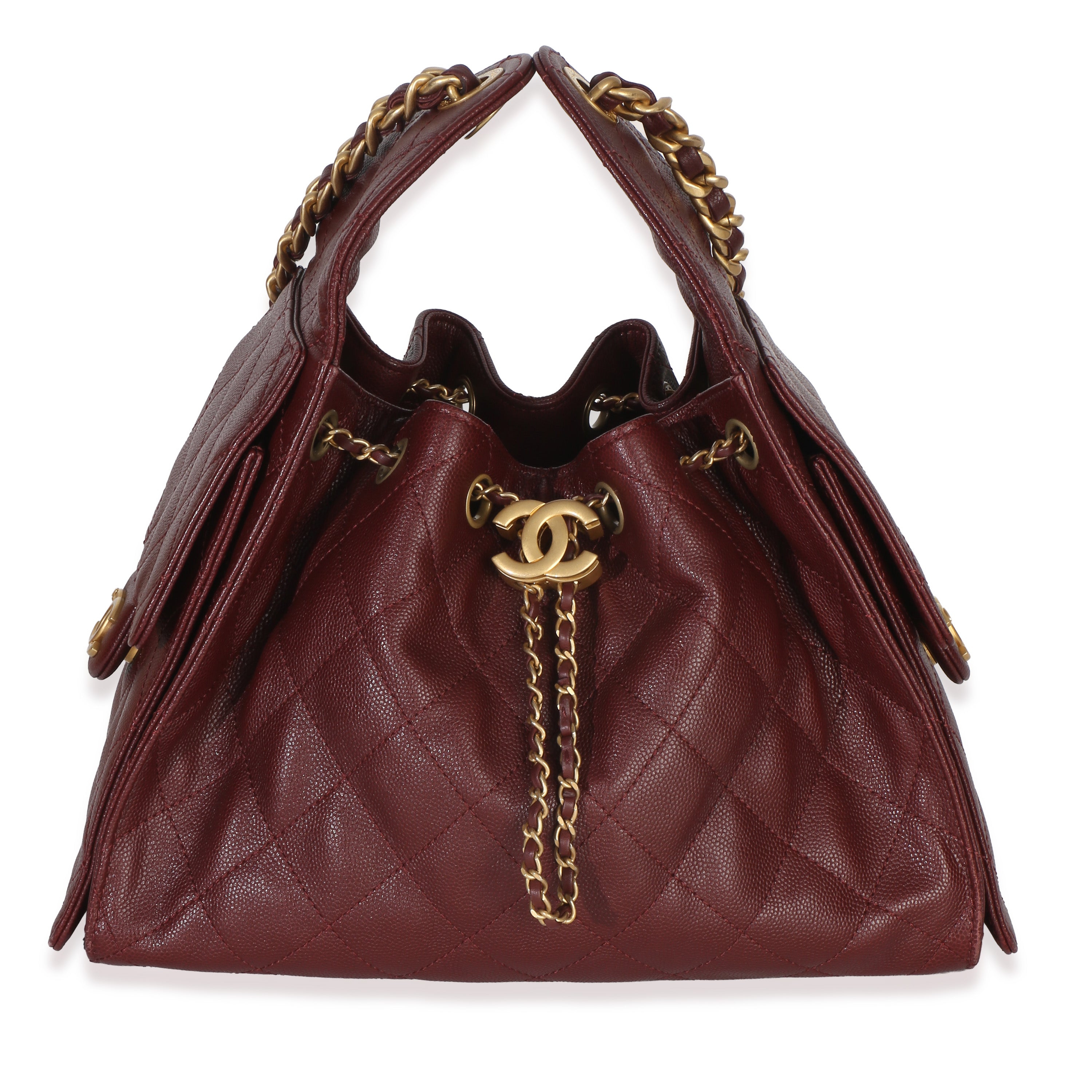 Chanel Burgundy Quilted Caviar Small  25 Hobo Handbag id