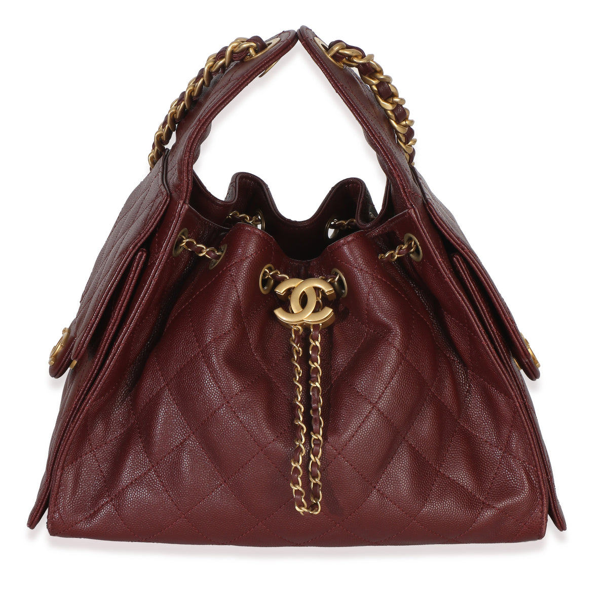 Chanel Burgundy Quilted Caviar Small  25 Hobo Handbag id