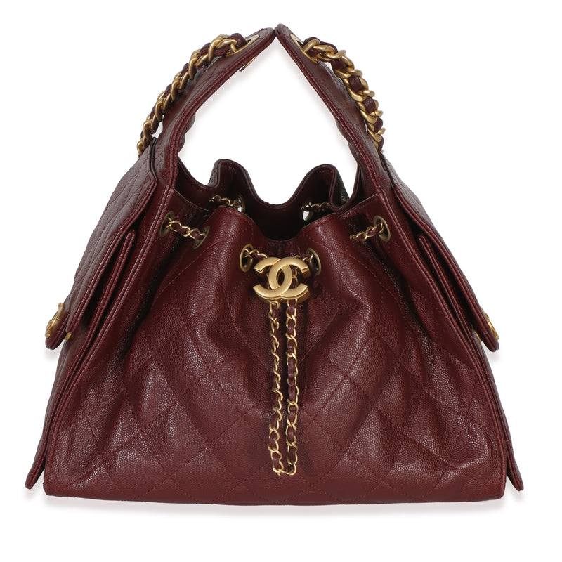 Chanel Burgundy Quilted Caviar Small  25 Hobo Handbag id