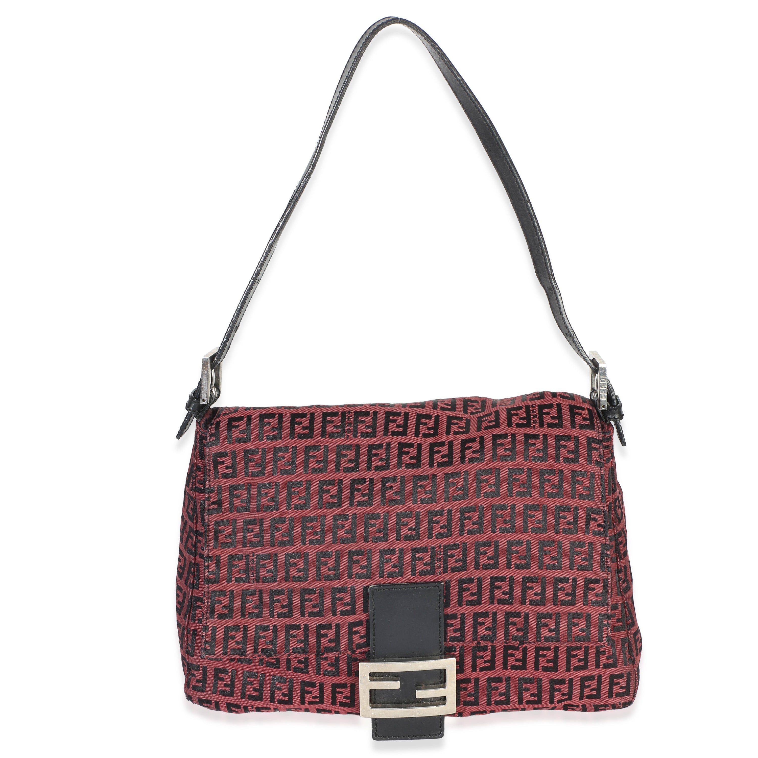 Fendi Black Red Zucca Mama Baguette Handbag id