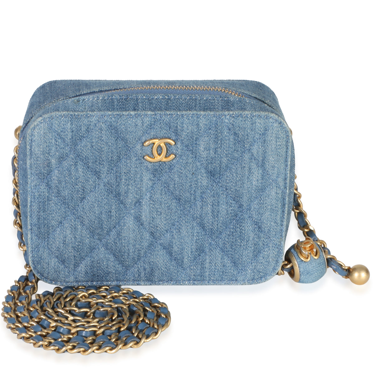 Chanel Light Blue Quilted Denim Pearl Crush Camera Bag Handbag id