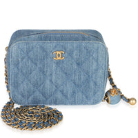 Chanel Light Blue Quilted Denim Pearl Crush Camera Bag Handbag id
