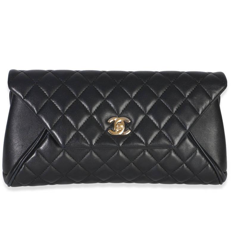 Chanel Black Quilted Lambskin CC Fold Up Again Clutch Handbag id