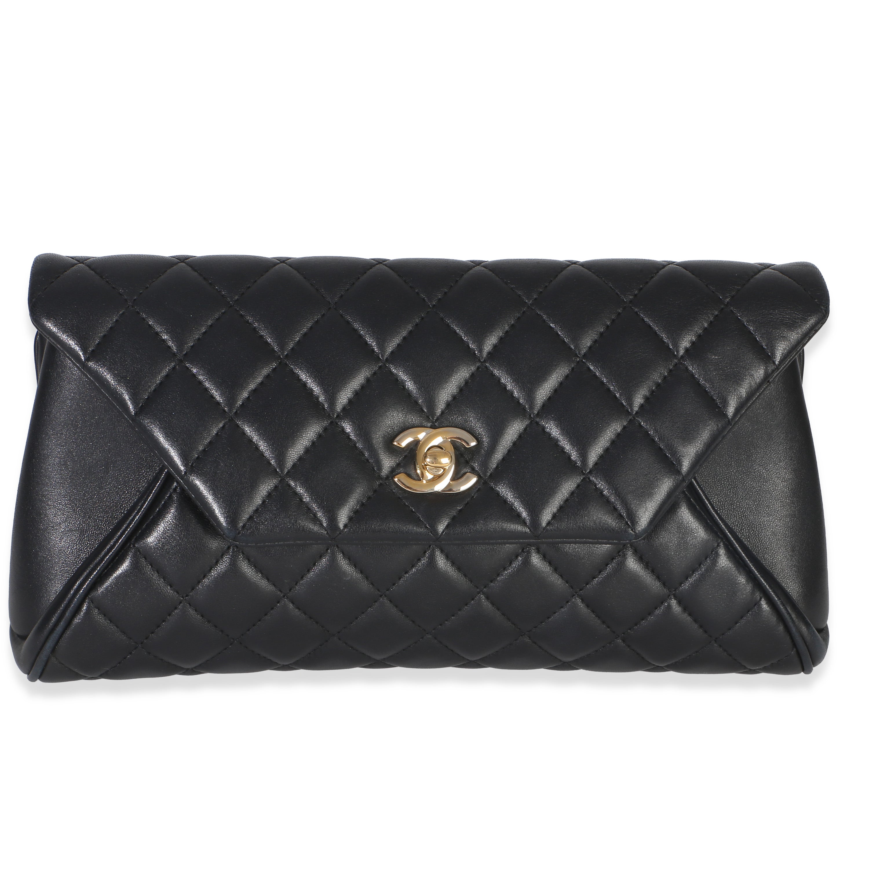 Chanel Black Quilted Lambskin CC Fold Up Again Clutch Handbag id