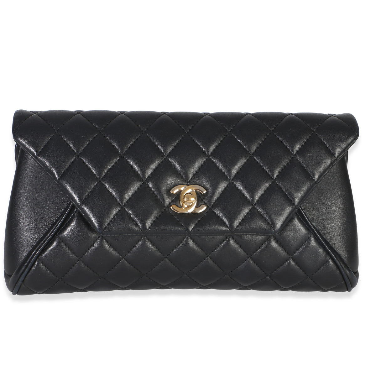 Chanel Black Quilted Lambskin CC Fold Up Again Clutch Handbag id