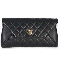 Chanel Black Quilted Lambskin CC Fold Up Again Clutch Handbag id