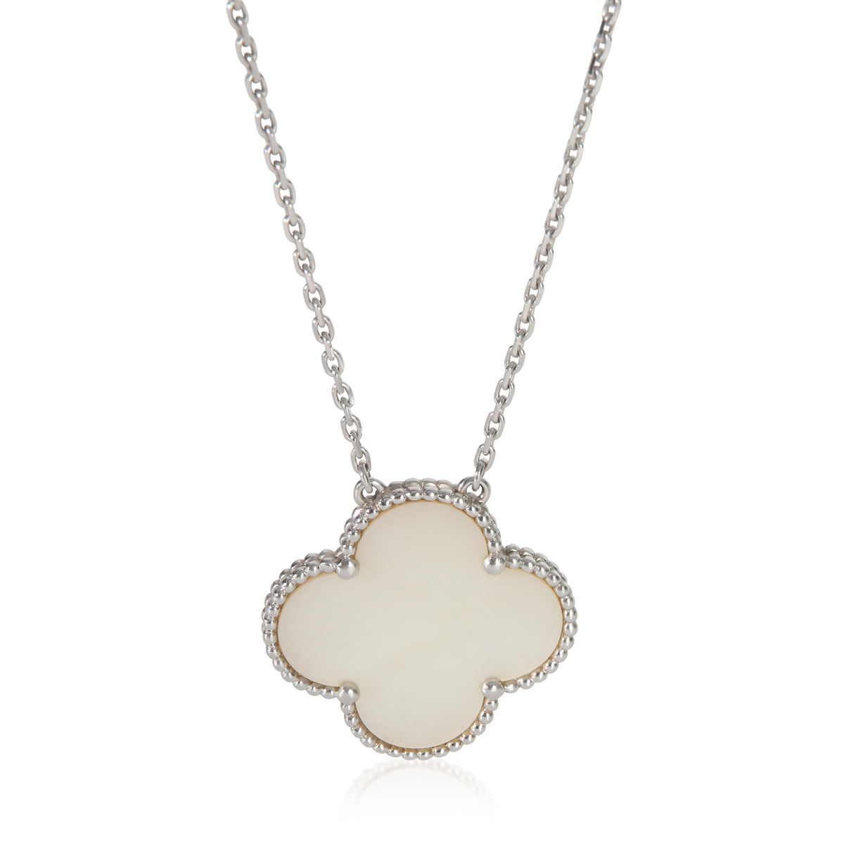 Van Cleef & Arpels White Gold Mother Of Pearl Magic Alhambra Pendant fv
