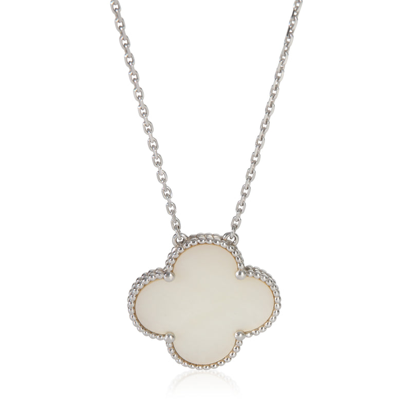 Van Cleef & Arpels White Gold Mother Of Pearl Magic Alhambra Pendant fv