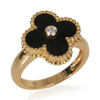 Van Cleef & Arpels Yellow Gold Onyx and Diamond Vintage Alhambra Ring av