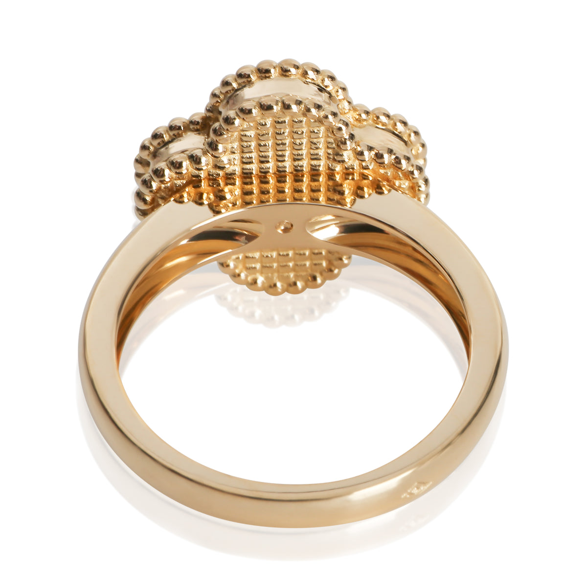 Van Cleef & Arpels Yellow Gold Carnelian and Diamond Vintage Alhambra Ring pv