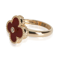 Van Cleef & Arpels Yellow Gold Carnelian and Diamond Vintage Alhambra Ring sv