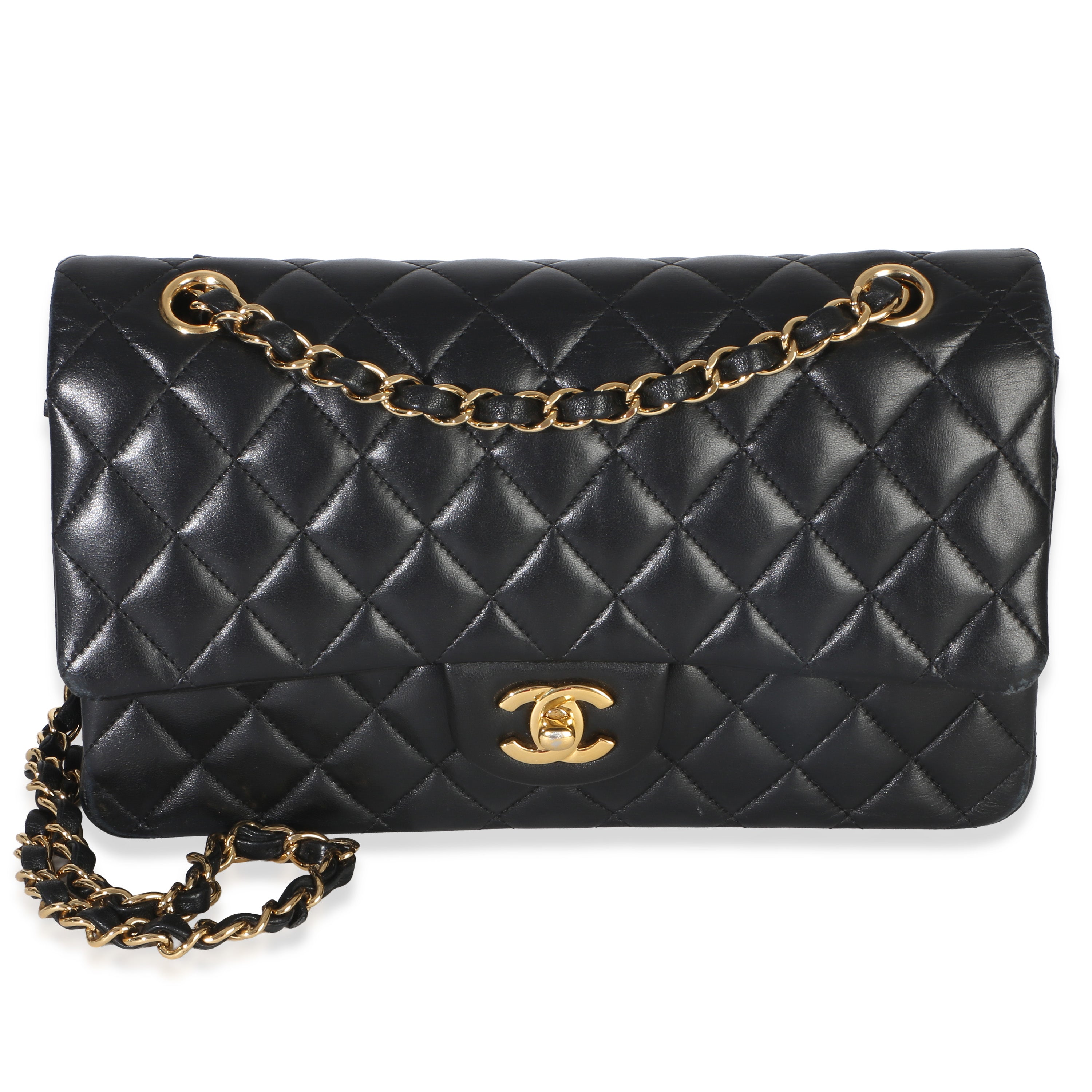 Chanel Black Quilted Lambskin Medium Classic Double Flap Bag Handbag id