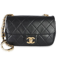 Chanel Black Quilted Lambskin Pearl Chain Mini Flap Bag Handbag id