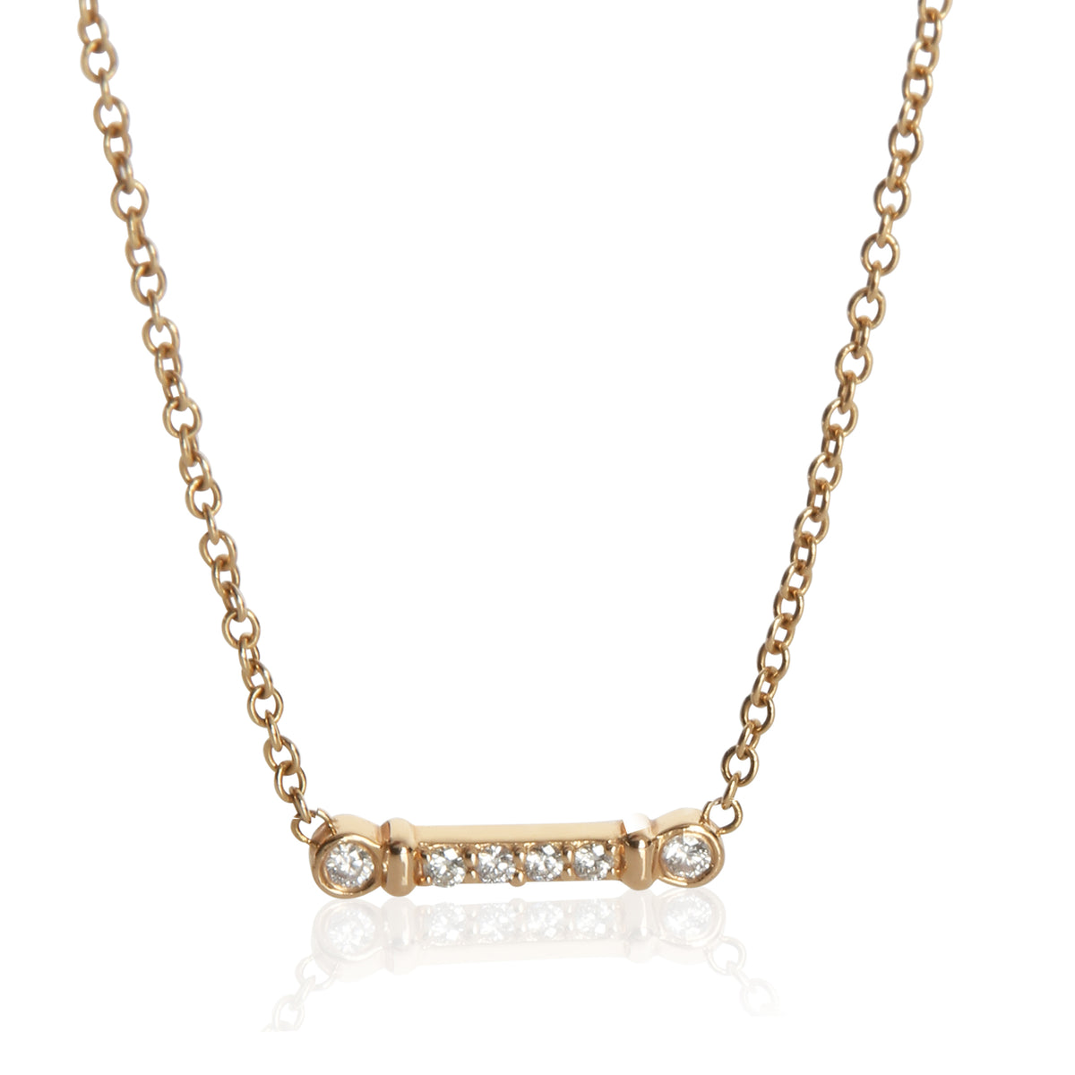 Tiffany & Co. Rose Gold Diamond Fluer De Lis Key Bar Pendant fv