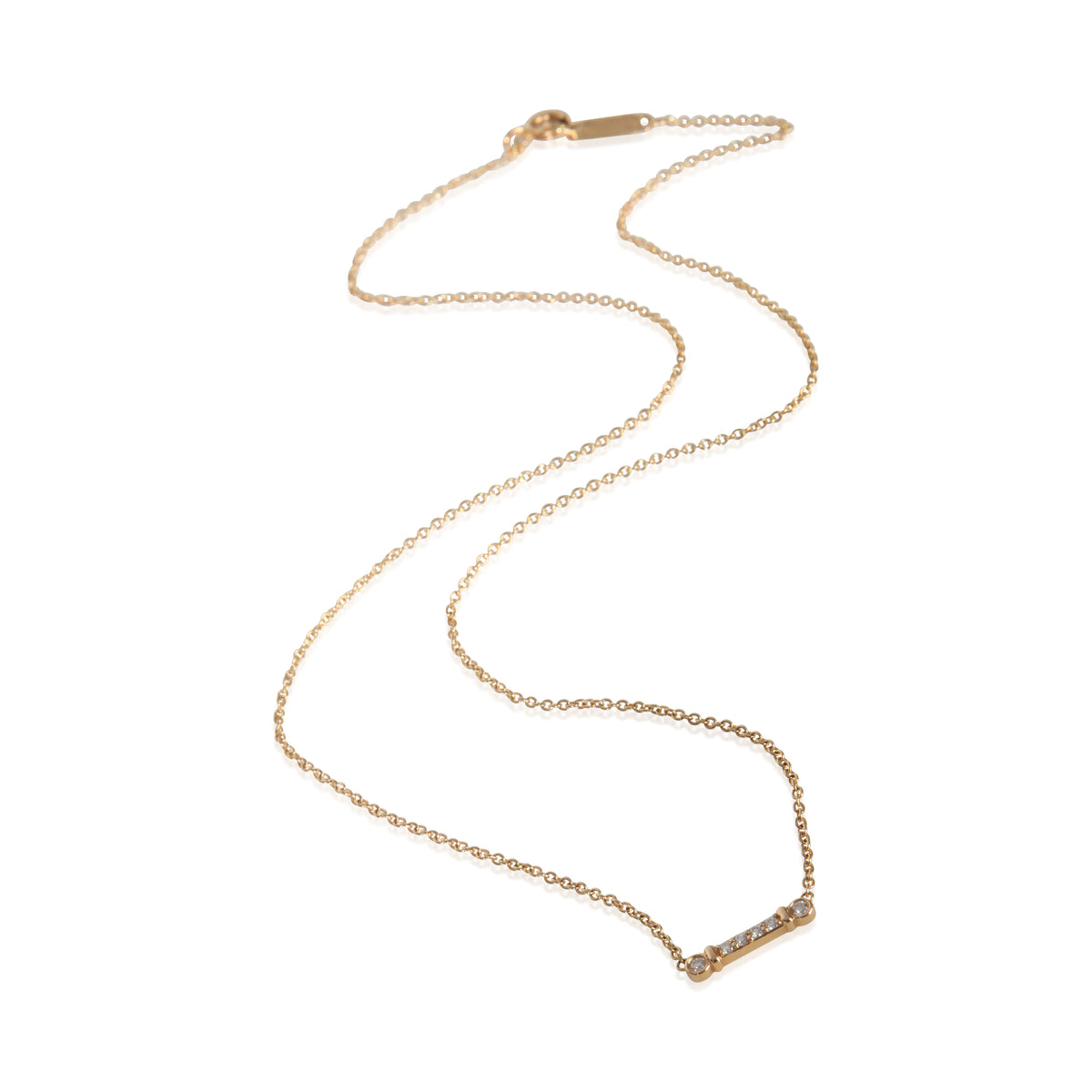 Tiffany & Co. Rose Gold Diamond Fluer De Lis Key Bar Pendant pv