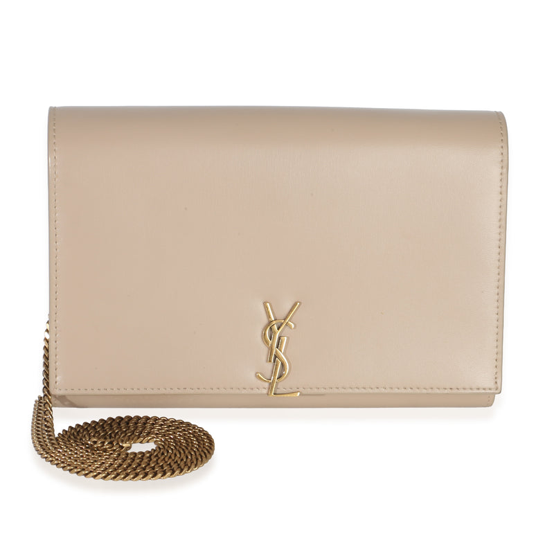 Saint Laurent Tan Smooth Calfskin Cassandre Chain Clutch Handbag id