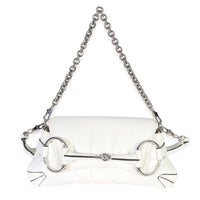 Gucci White Nappa Vertical Matelasse Small Horsebit Chain Shoulder Bag Handbag id