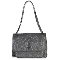 Saint Laurent Grey Crinkled Calfskin Matelasse Medium Niki Chain Satchel Handbag id