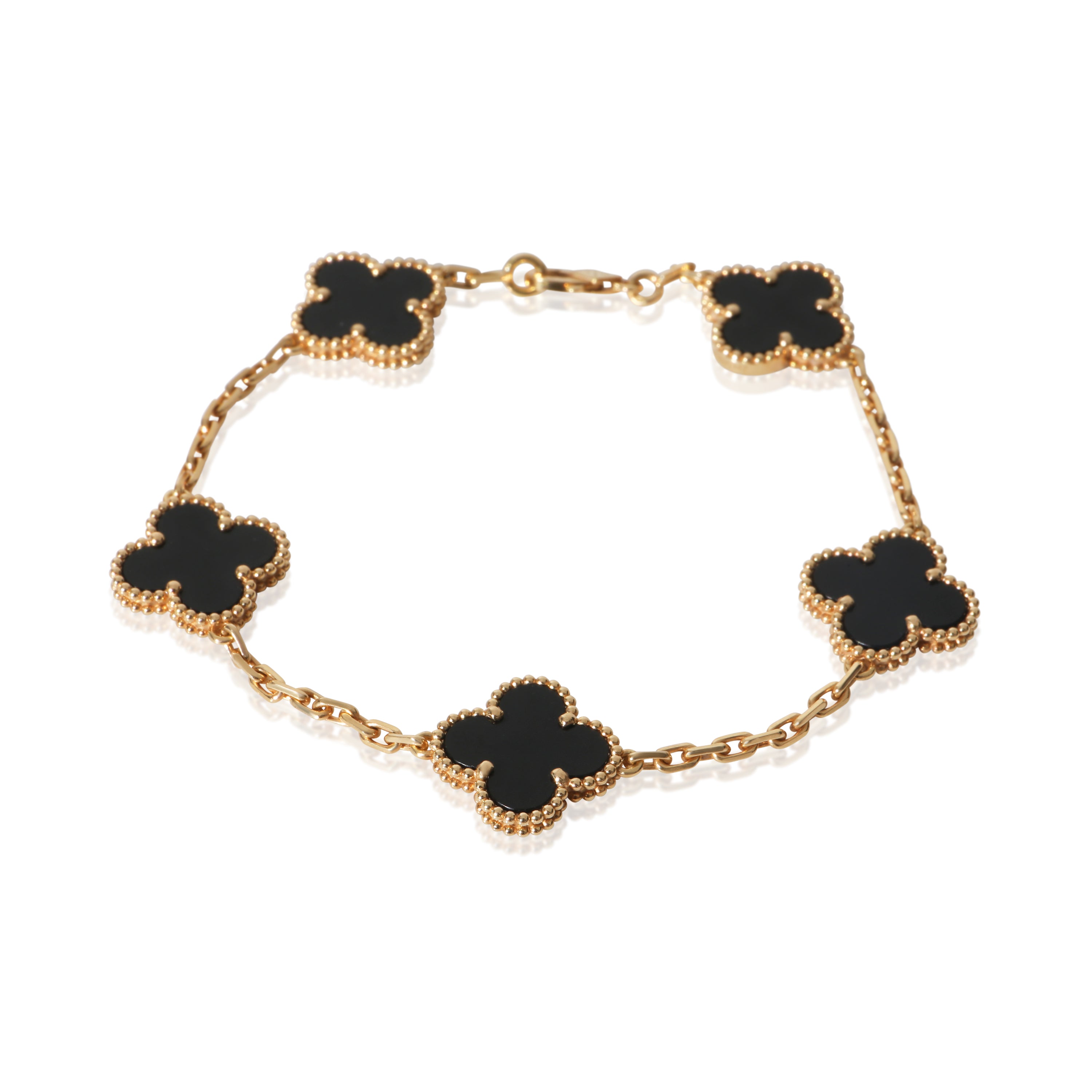 Van Cleef & Arpels Yellow Gold Onyx Vintage Alhambra Bracelet fv