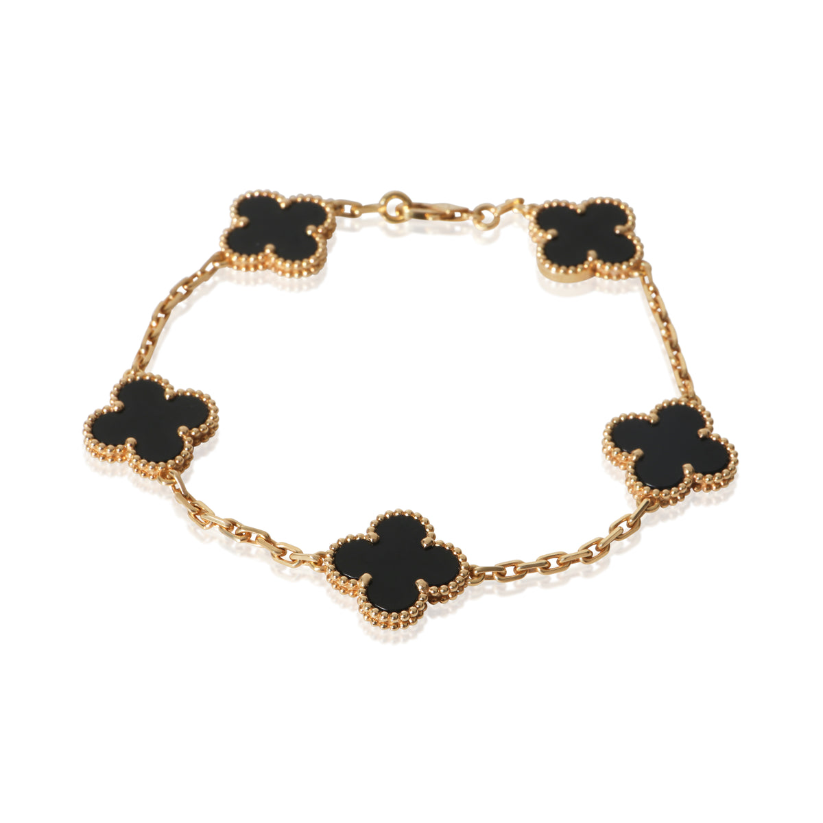Van Cleef & Arpels Yellow Gold Onyx Vintage Alhambra Bracelet fv